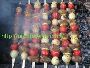 Шашлык из индюшиных сердец