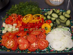 Салат из овощей в желе